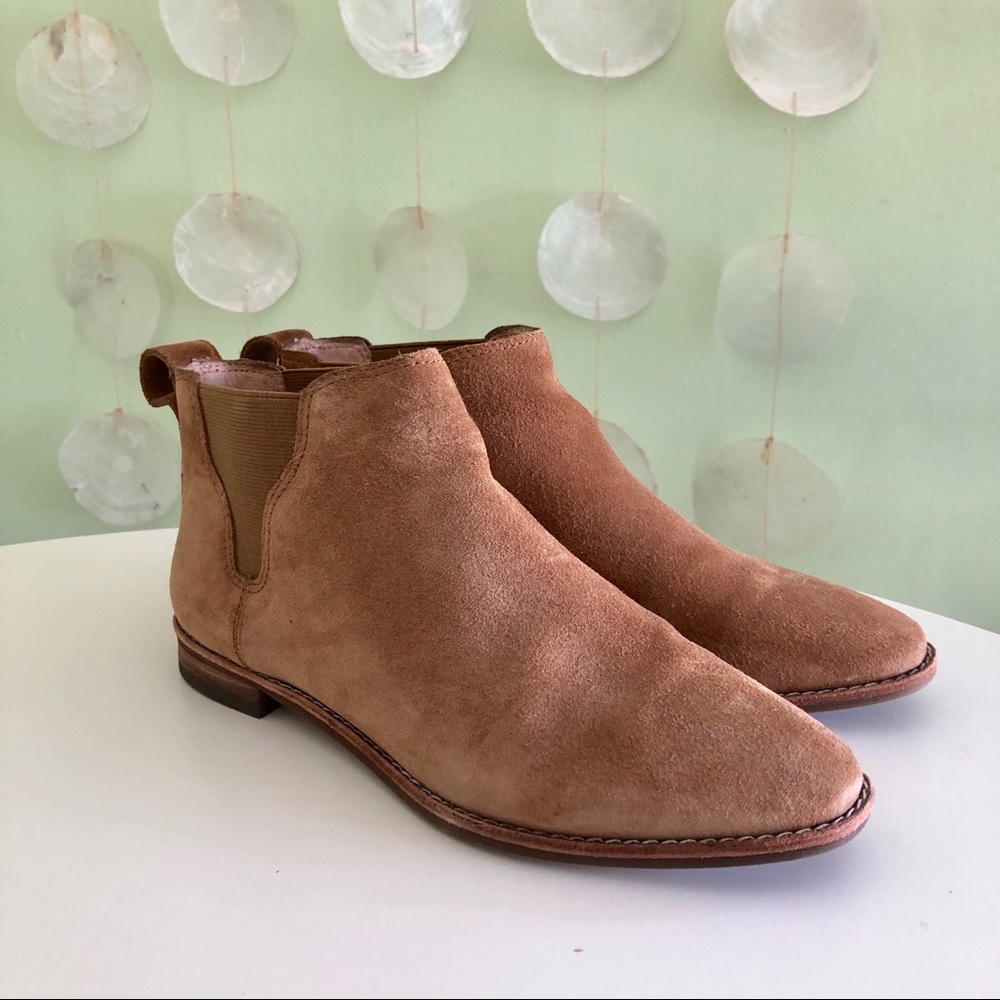 Madewell Bryce Suede Chelsea Booties Tan